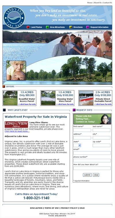 Land's End on Lake Anna Home Page